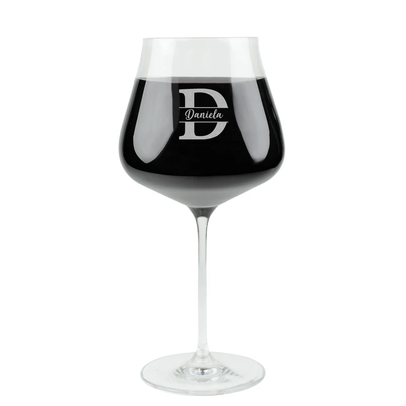 Burgunderglas mit Gravur von Initiale & Name | Personalisiertes Weinglas von Leonardo 770ml