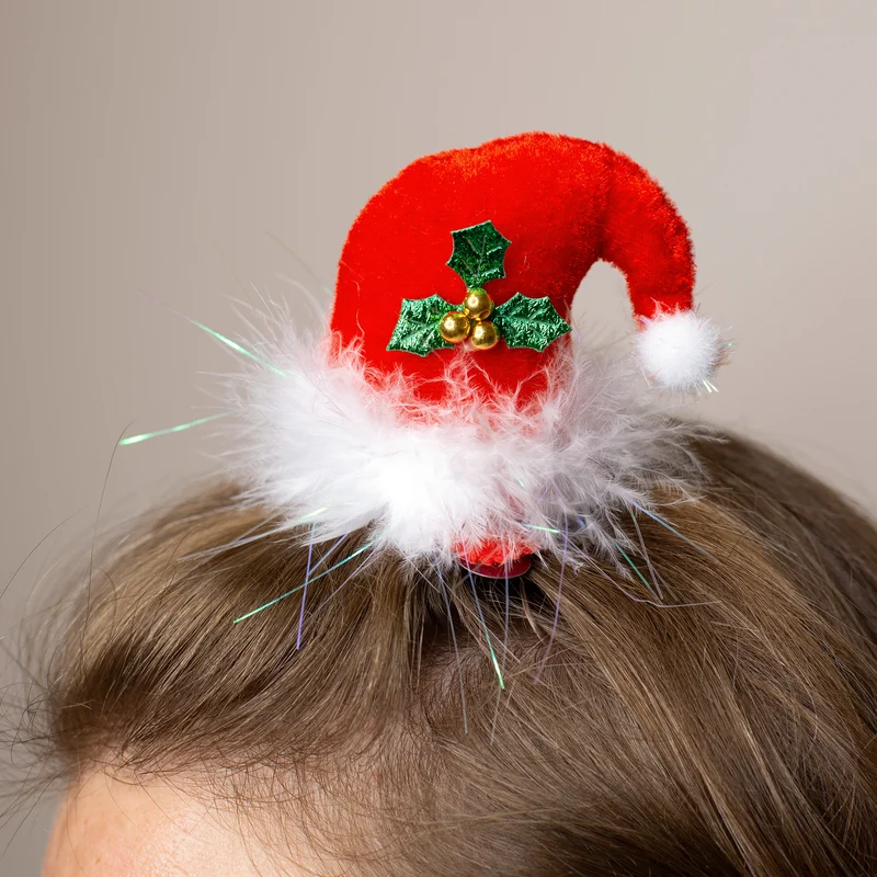 Plüsch-Haarclip Weihnachtsmütze