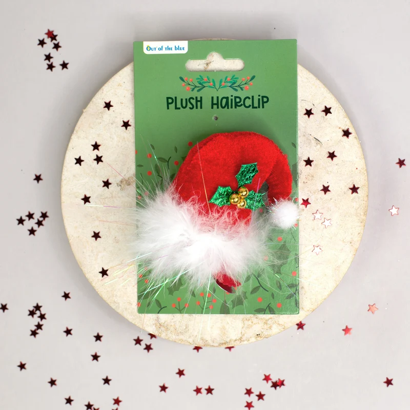 Plüsch-Haarclip Weihnachtsmütze
