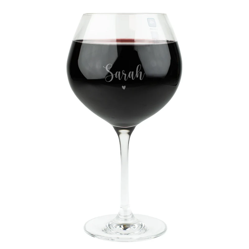 Graviertes Burgunderglas von Leonardo mit Name & Herzmotiv | Personalisiertes Weinglas Geschenk