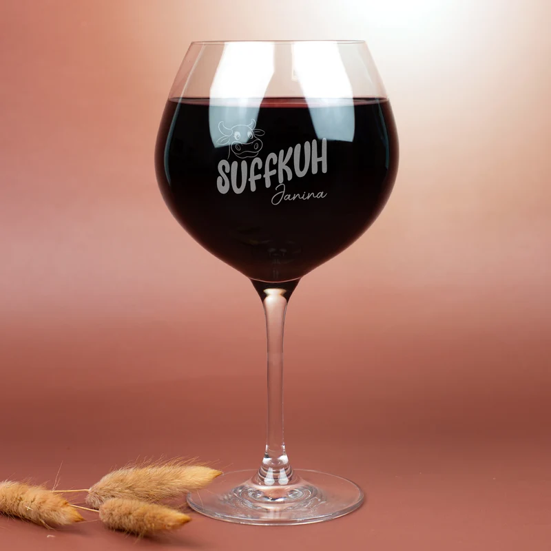 Burgunderglas von Leonardo mit Gravur 'Suffkuh' & Name personalisiert | Lustiges Weinglas Geschenk