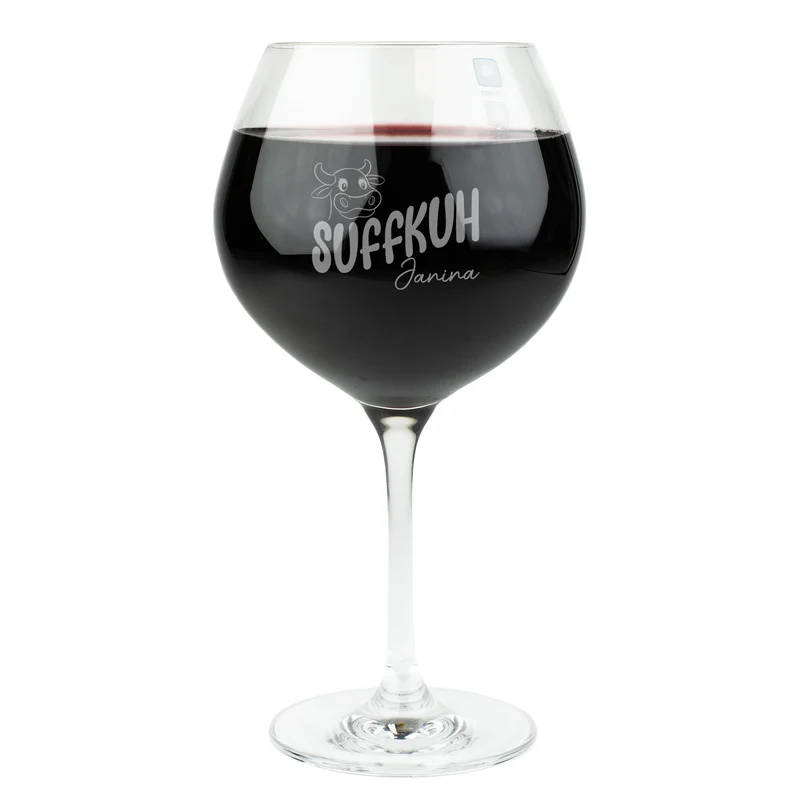 Burgunderglas von Leonardo mit Gravur 'Suffkuh' & Name personalisiert | Lustiges Weinglas Geschenk