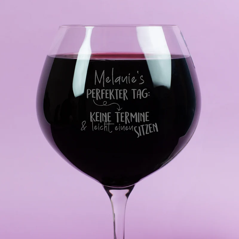 Burgunderglas von Leonardo mit Gravur 'Perfekter Tag' & Name | Personalisiertes Weinglas Geschenk