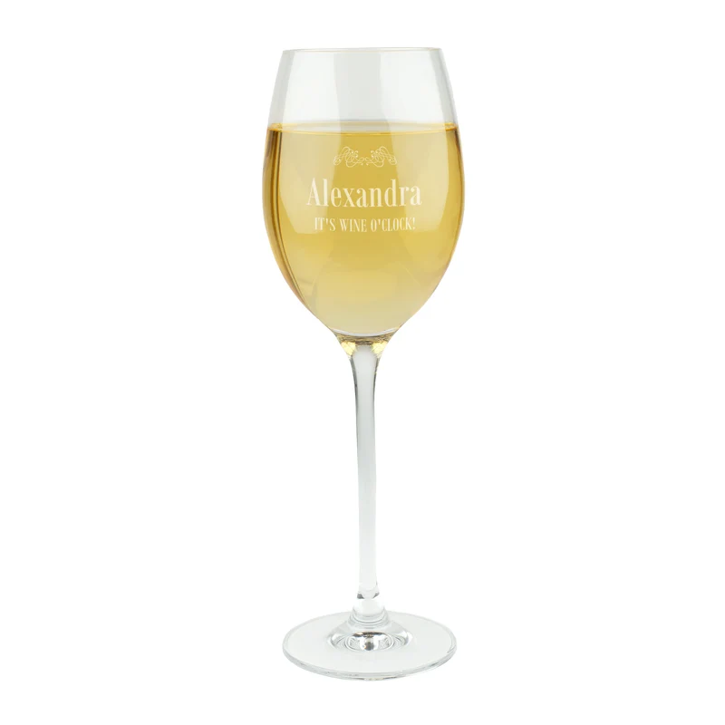 Leonardo Weißweinglas mit Gravur - It’s Wine O’Clock! & Name | Personalisiertes Geschenk