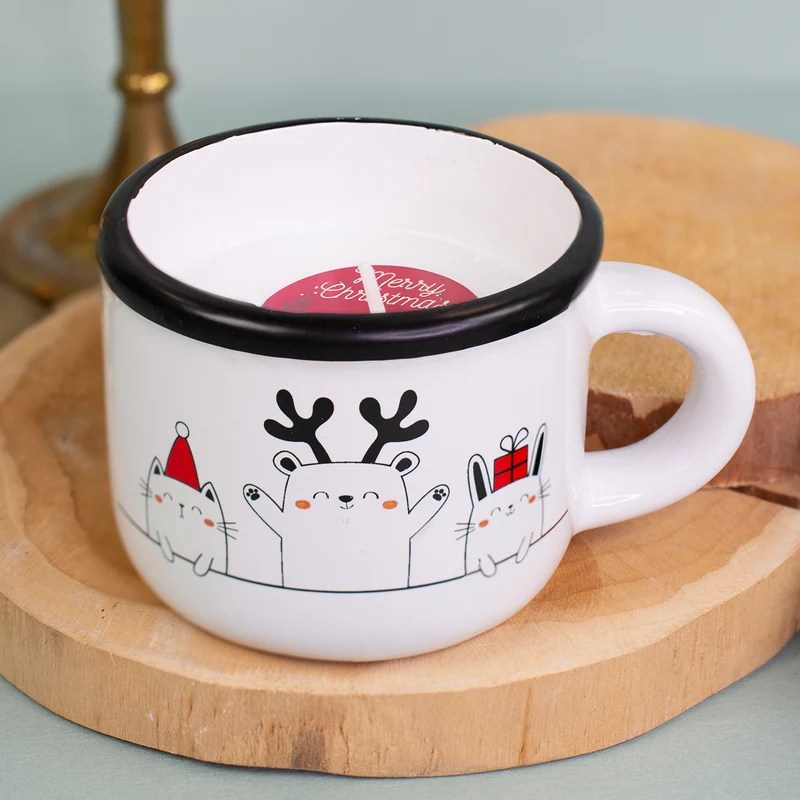 Weihnachtskerze in Dolomitetasse mit Motivauswahl