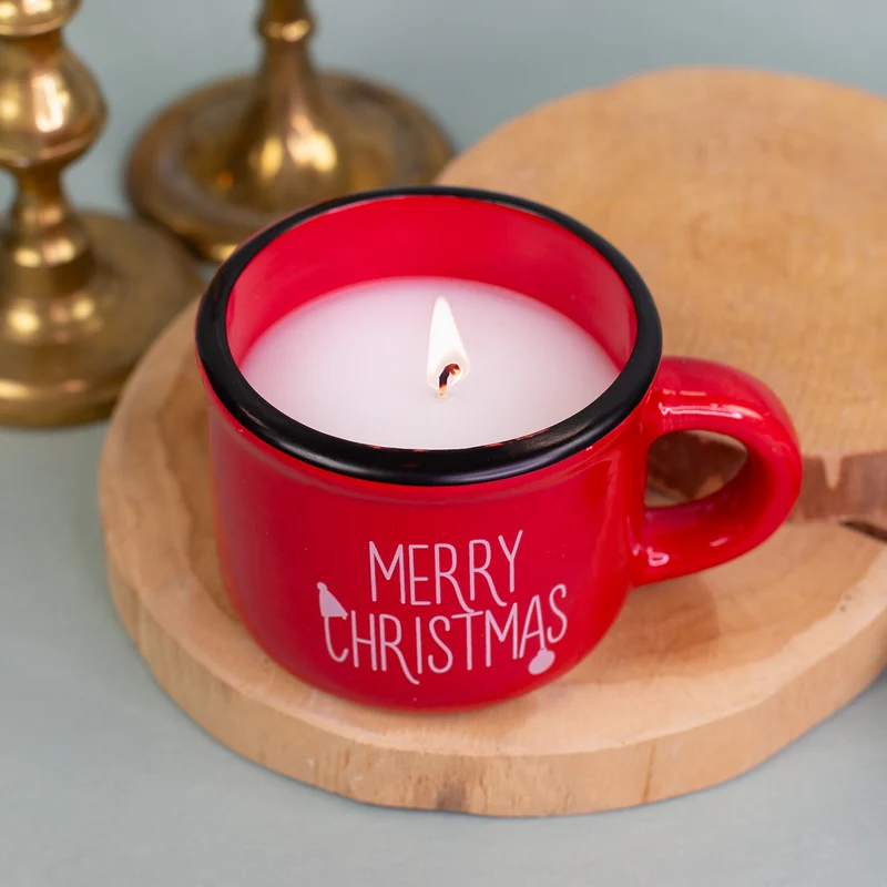 Weihnachtskerze in Dolomitetasse mit Motivauswahl
