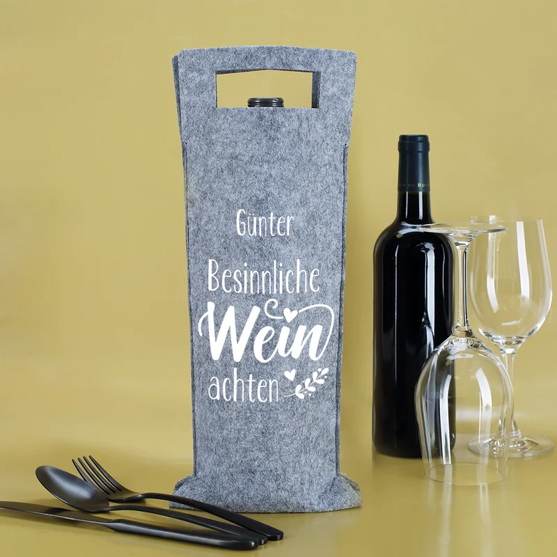 Flaschentasche aus Filz personalisiert mit Name - Besinnliche WEINachten | Weintasche zu Weihnachten