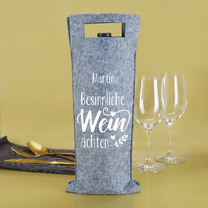 Flaschentasche aus Filz personalisiert mit Name - Besinnliche WEINachten | Weintasche zu Weihnachten
