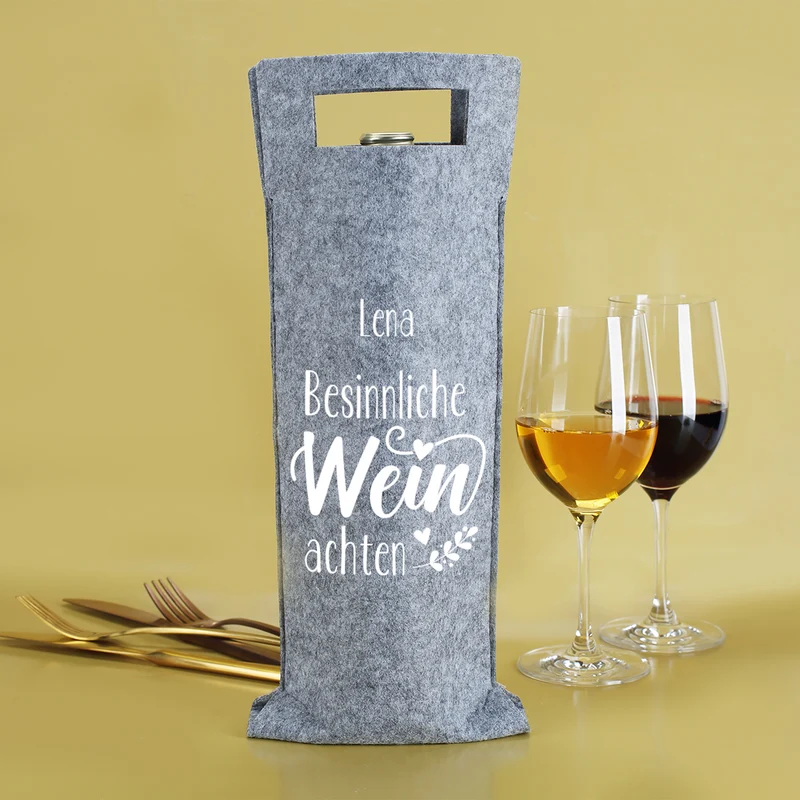 Flaschentasche aus Filz personalisiert mit Name - Besinnliche WEINachten | Weintasche zu Weihnachten