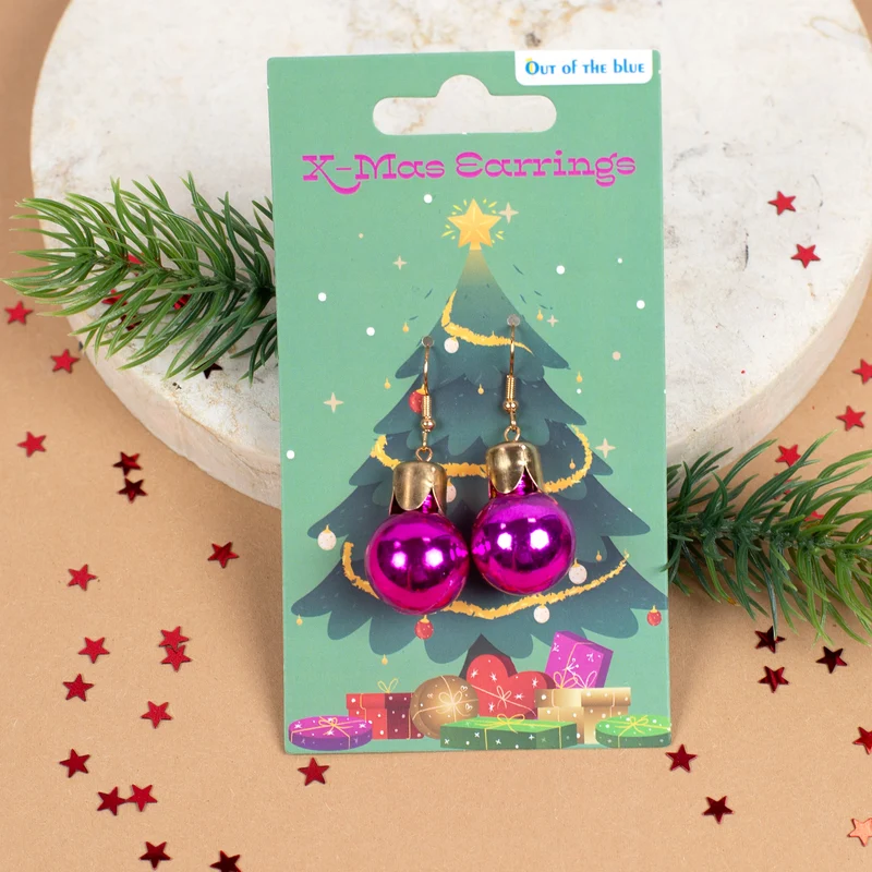 Ohrringe in Weihnachtskugel-Form in 4 Farben | Weihnachtsschmuck