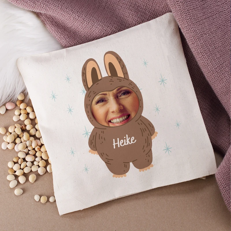 Personalisiertes Kirschkernkissen mit eigenem Gesicht | Wärmekissen mit Monster-Motiv
