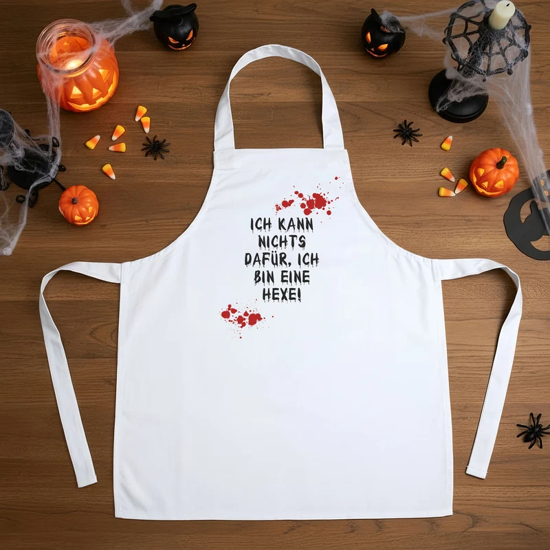 Personalisiertes Halloween-Kostüm | Schürze mit Blutspritzern und Wunschtext | 2 Farben