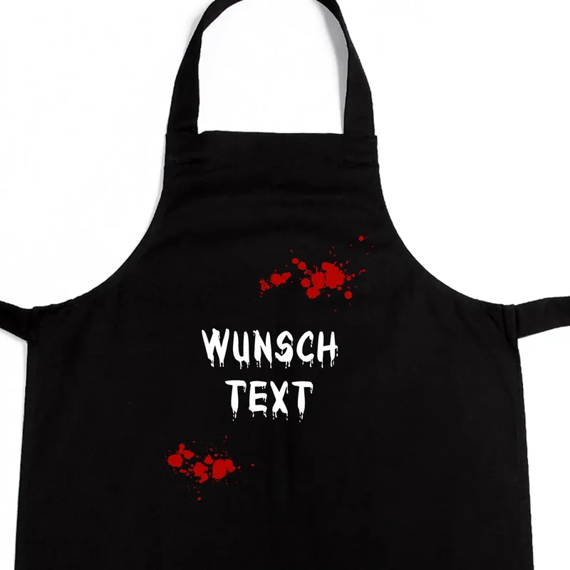 Personalisiertes Halloween-Kostüm | Schürze mit Blutspritzern und Wunschtext | 2 Farben