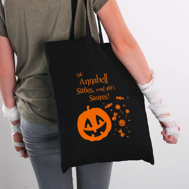 Halloween Süßigkeiten Beutel personalisierbar mit Name | Süßes sonst gibt´s Saures