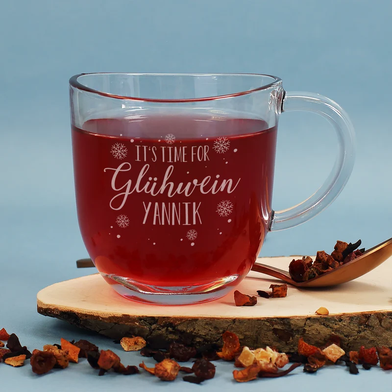 Personalisierte Glühwein Tasse mit Gravur | It´s time for Glühwein | 280 ml