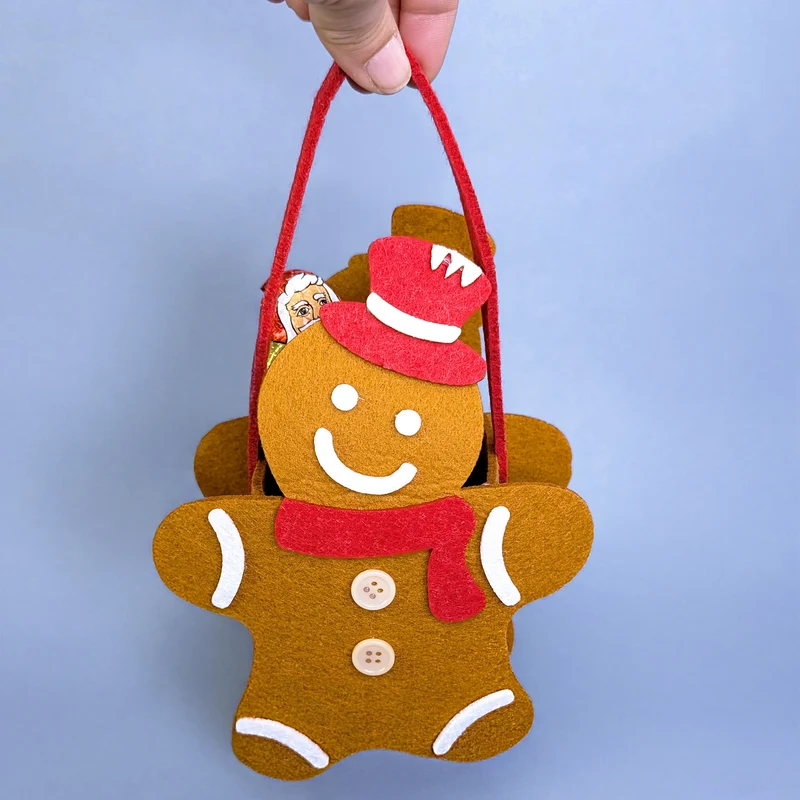 Geschenktasche aus Filz zu Weinachten mit verschiedenen Motiven und Tragegriff
