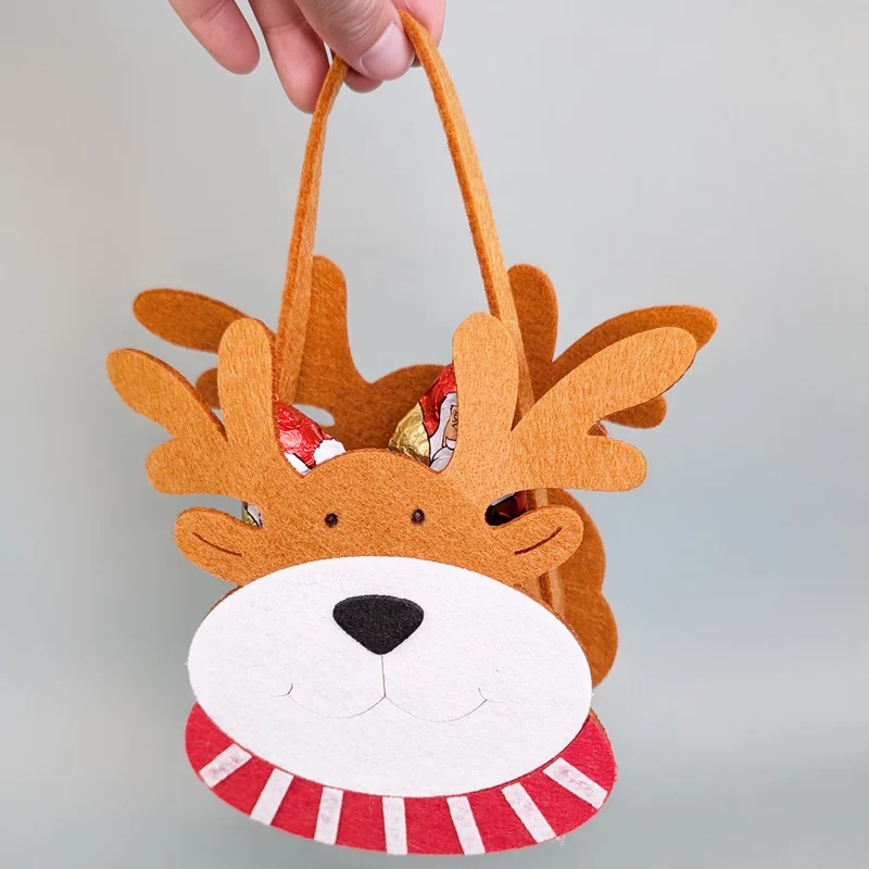 Geschenktasche aus Filz zu Weinachten mit verschiedenen Motiven und Tragegriff