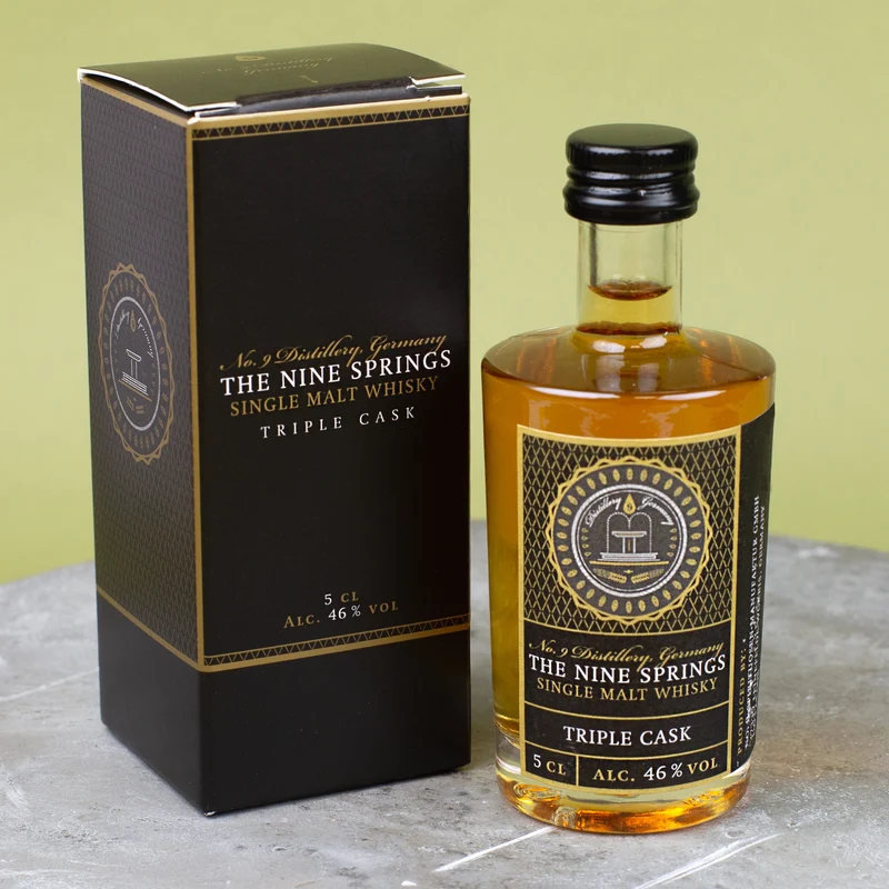 The Nine Springs - Triple Cask Single Malt Whisky aus dem Eichsfeld in Thüringen | Miniaturflasche