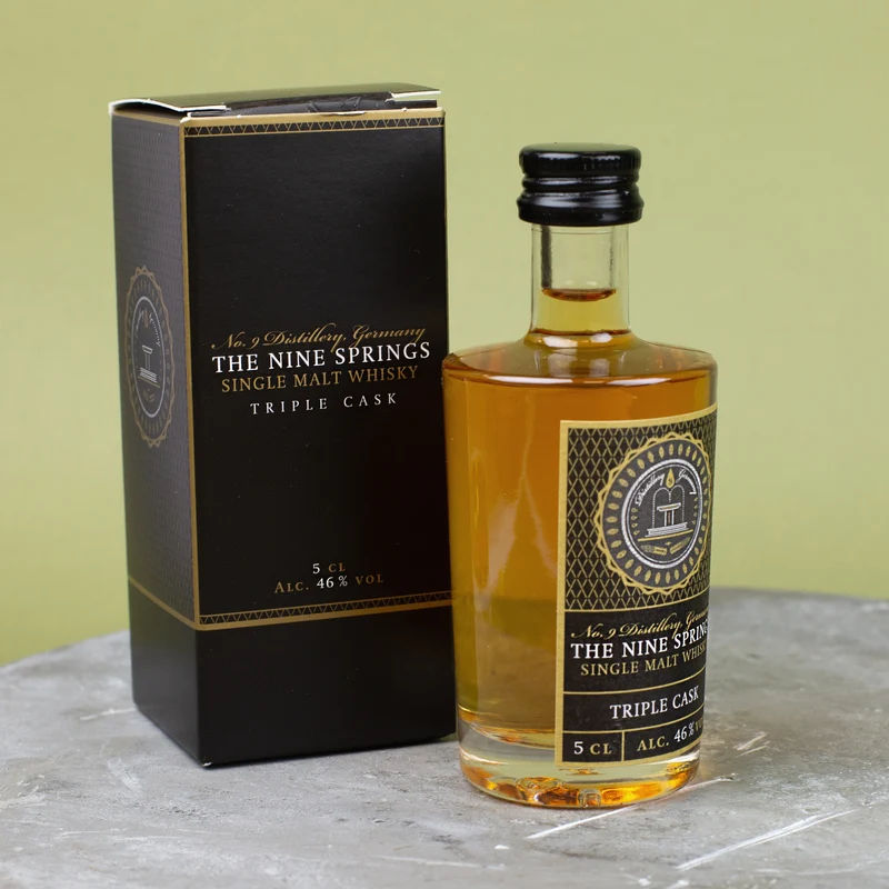 The Nine Springs - Triple Cask Single Malt Whisky aus dem Eichsfeld in Thüringen | Miniaturflasche