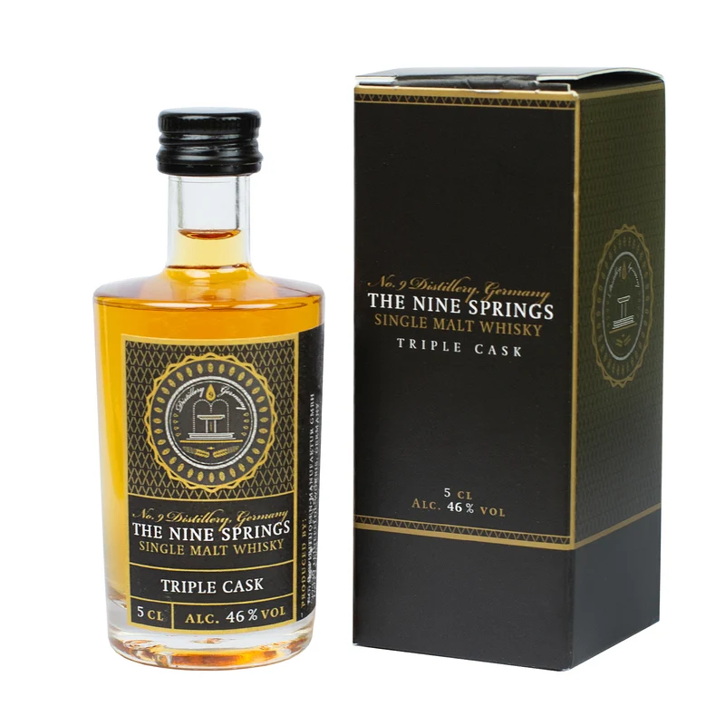 The Nine Springs - Triple Cask Single Malt Whisky aus dem Eichsfeld in Thüringen | Miniaturflasche