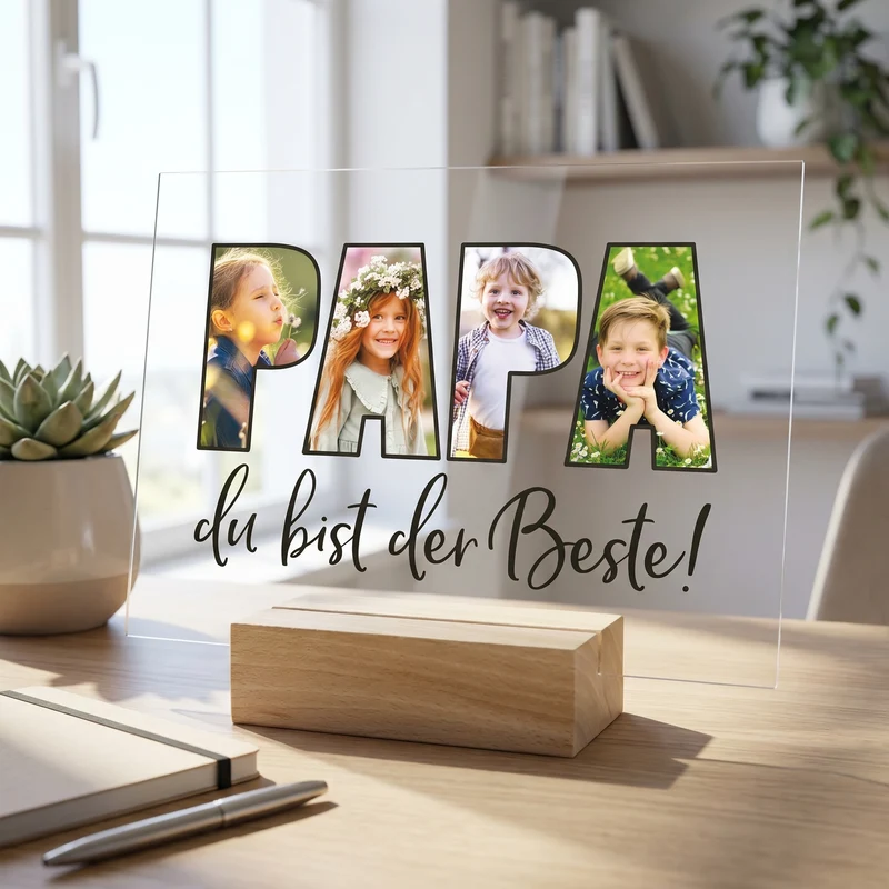 Acrylglas personalisiert mit 3 eigenen Fotos | Acrylbild als Geschenk für den besten Papa