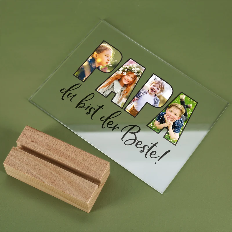 Acrylglas personalisiert mit 3 eigenen Fotos | Acrylbild als Geschenk für den besten Papa