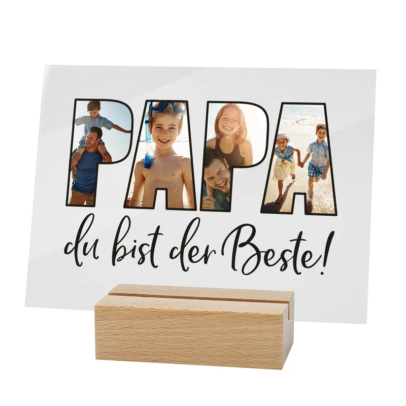 Acrylglas personalisiert mit 3 eigenen Fotos | Acrylbild als Geschenk für den besten Papa