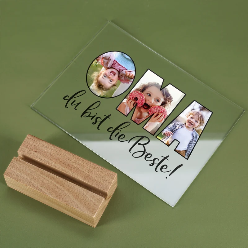 Personalisiertes Acrylbild mit 3 eigenen Fotos | Acrylglas als Geschenk für die beste Oma