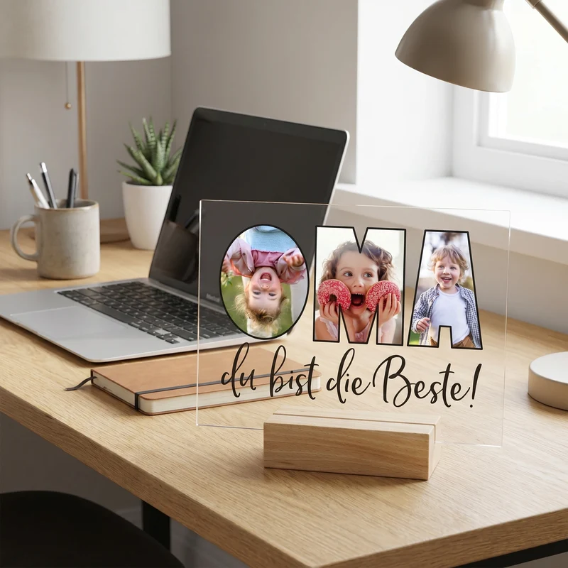Personalisiertes Acrylbild mit 3 eigenen Fotos | Acrylglas als Geschenk für die beste Oma