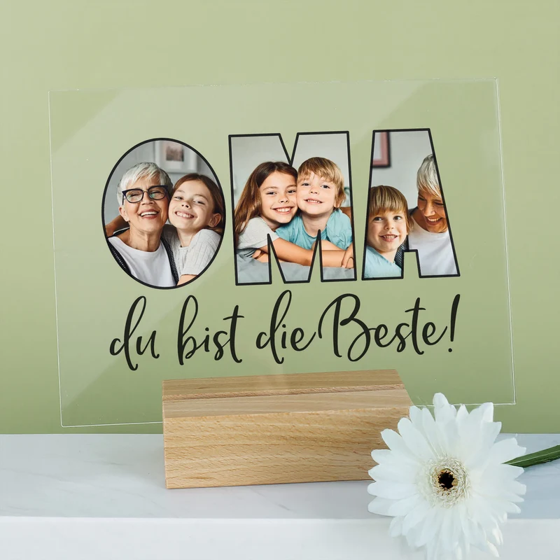 Personalisiertes Acrylbild mit 3 eigenen Fotos | Acrylglas als Geschenk für die beste Oma