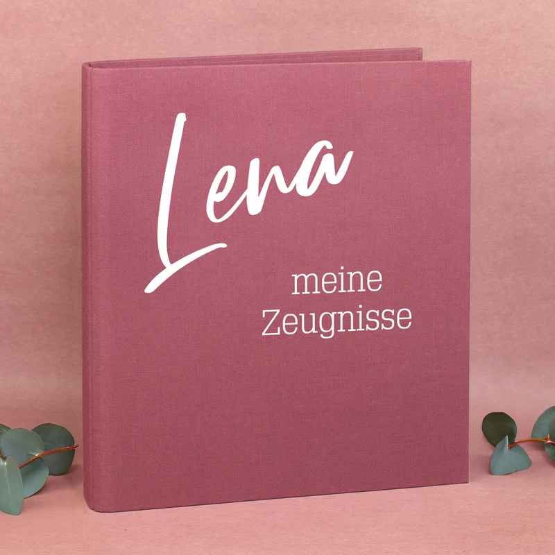 Personalisierte Dokumentenmappe aus Leinen mit Name und Wunschtext | Farbauswahl