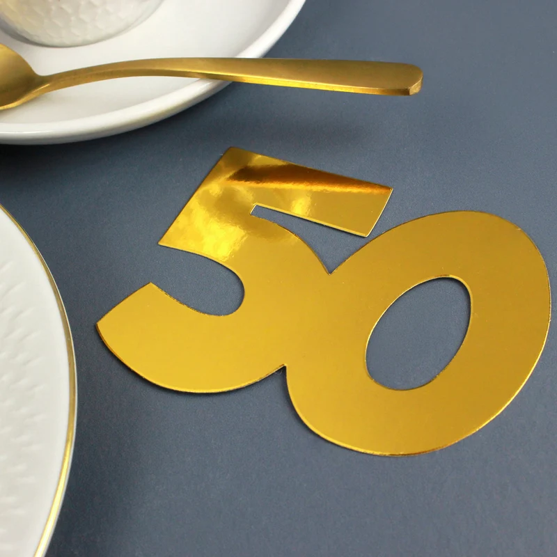 Jumbo Konfetti zur goldenen Hochzeit | Motiv 50 | XXL Deko Zahlen in Gold | 20 Stück Set