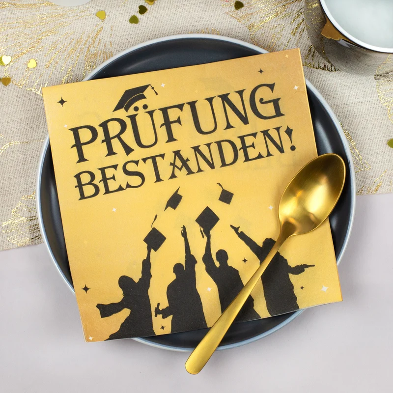 Servietten Set zur bestandenen Prüfung für Schulabschluss, Abitur und Studienabschluss | 20 Stück