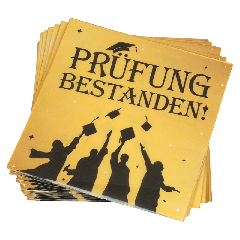 Servietten Set zur bestandenen Prüfung für Schulabschluss, Abitur und Studienabschluss | 20 Stück