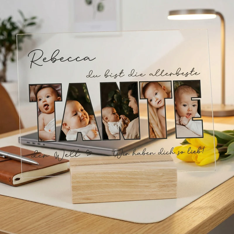 Acrylglas mit 5 eigenen Fotos, Name & Text | Geschenk für die beste Tante