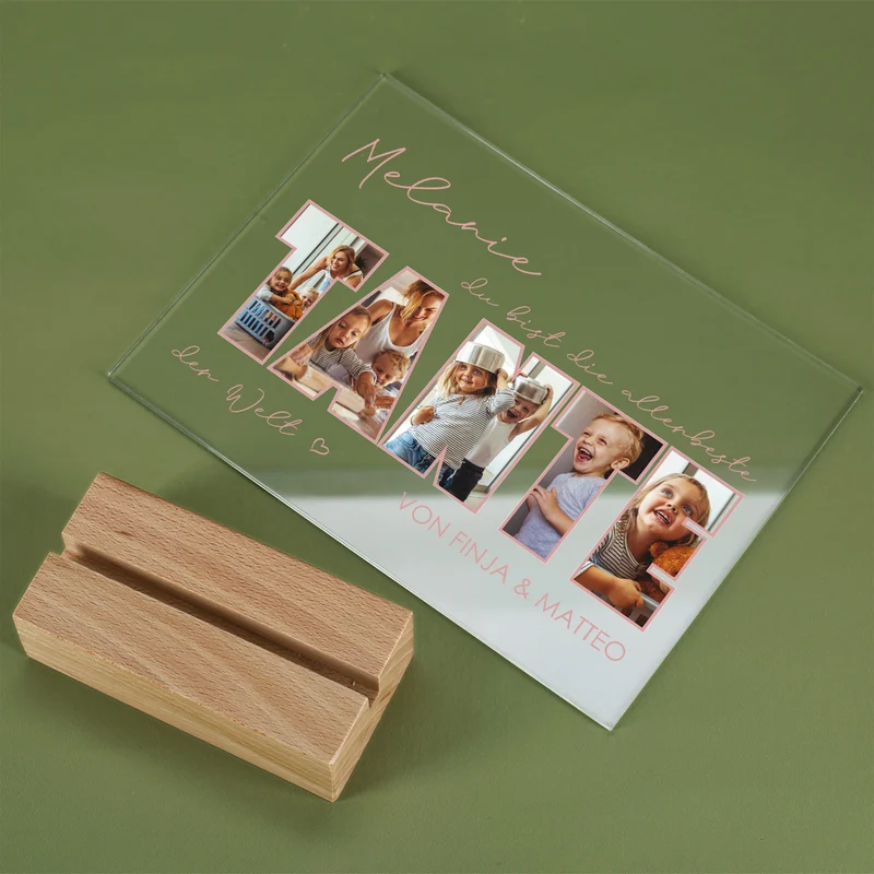 Acrylglas mit 5 eigenen Fotos, Name & Text | Geschenk für die beste Tante