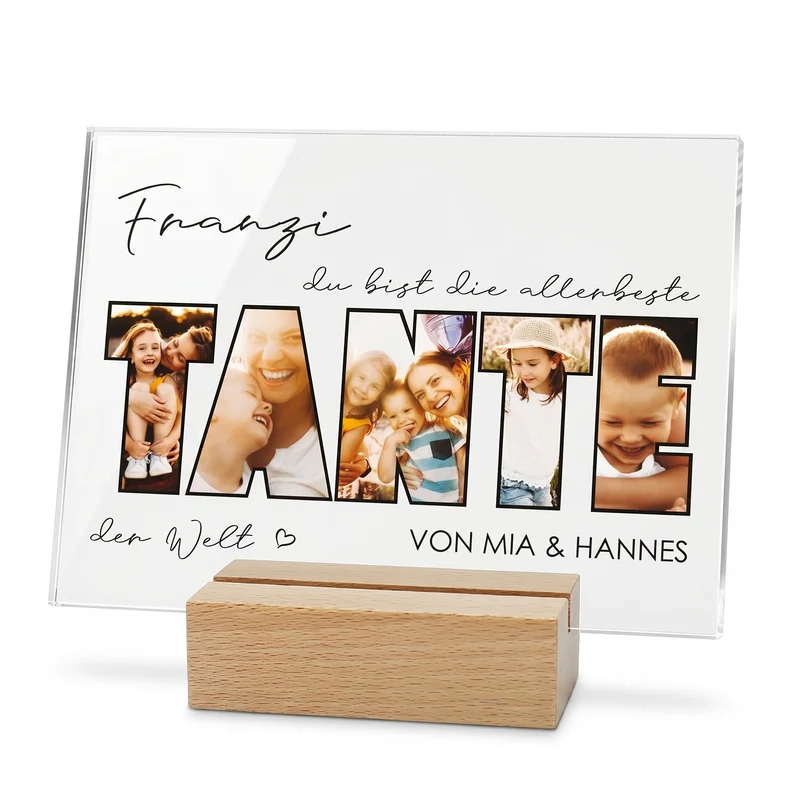 Acrylglas mit 5 eigenen Fotos, Name & Text | Geschenk für die beste Tante