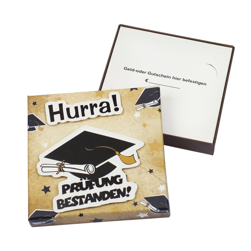 Geschenkschachtel "Prüfung bestanden!" für Geldgeschenke oder Gutscheine zur bestandenen Prüfung