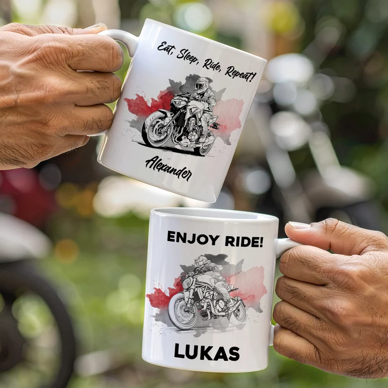 Keramiktasse mit Naked Bike Motiven, personalisiert | Geschenk für Motorradfahrer & Biker
