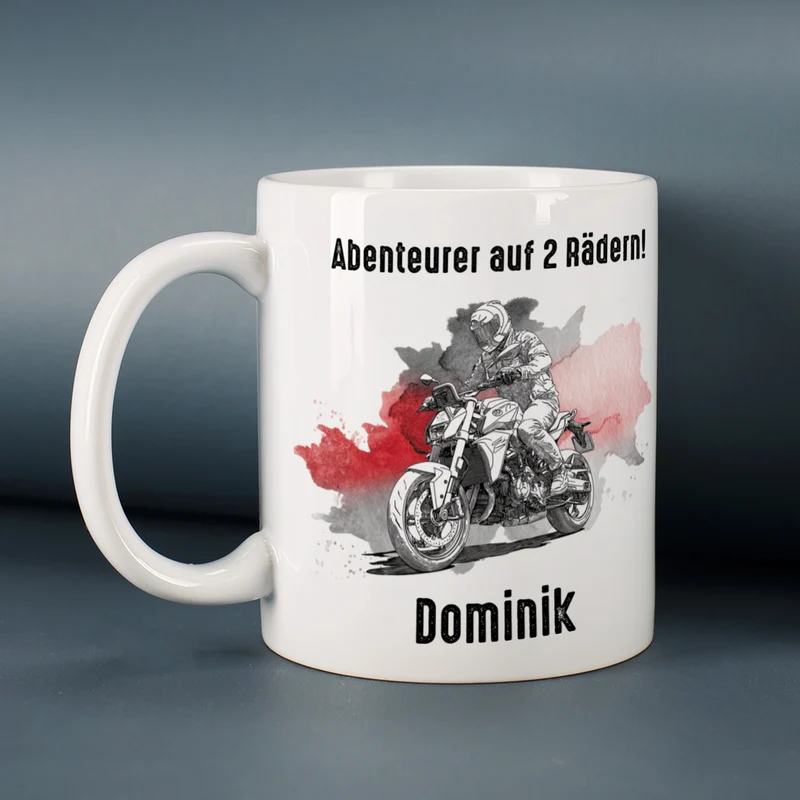 Keramiktasse mit Naked Bike Motiven, personalisiert | Geschenk für Motorradfahrer & Biker