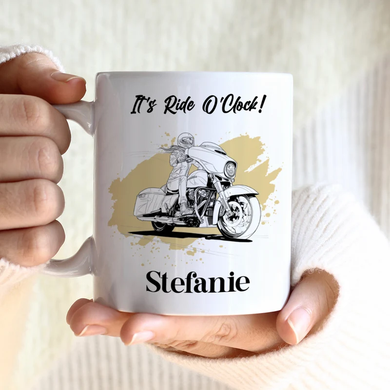 Personalisierte Keramiktasse mit Cruiser & Chopper Bike Motiven | Geschenk für Motorradfahrer