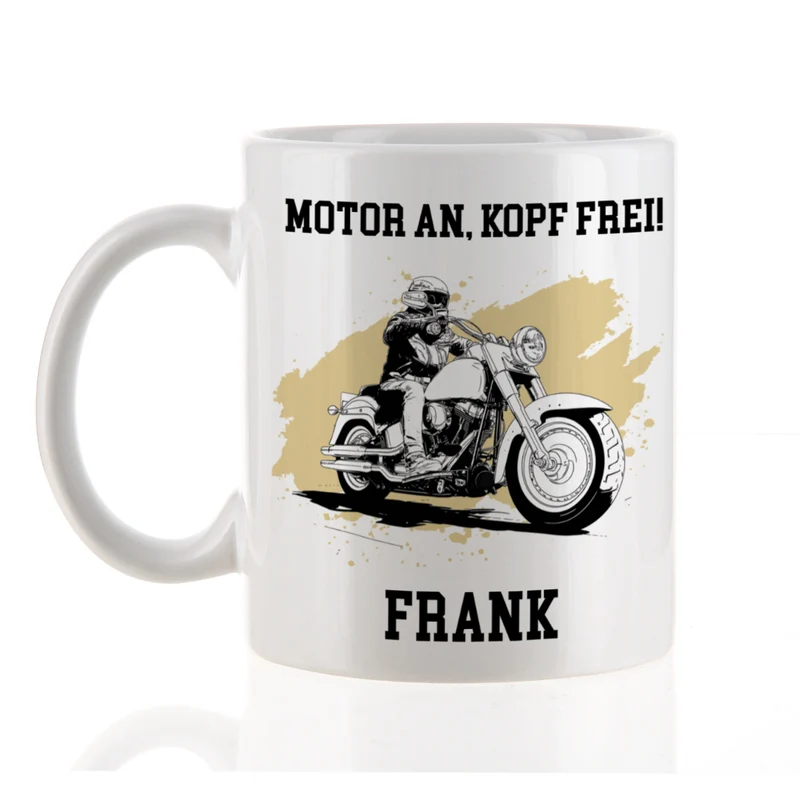 Personalisierte Keramiktasse mit Cruiser & Chopper Bike Motiven | Geschenk für Motorradfahrer