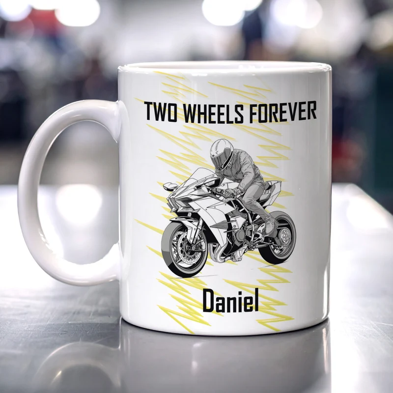 Tasse mit Superbike und Sport Bike Motiven, personalisiert mit Name und Wunschtext | Geschenk für Motorradfahrer