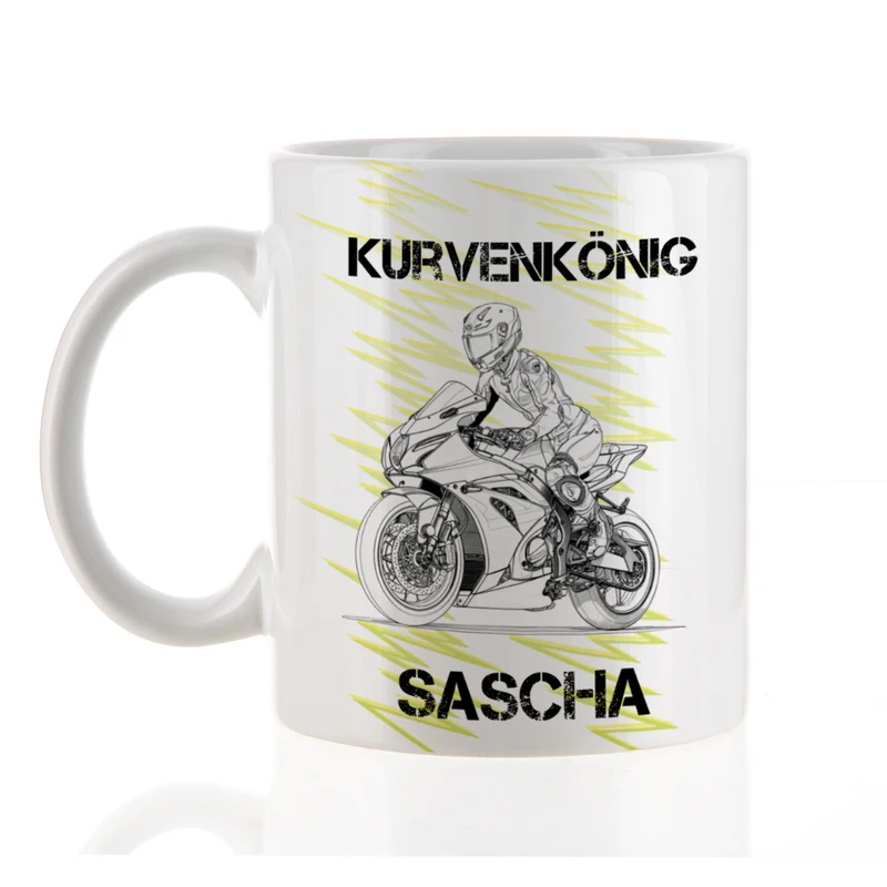 Tasse mit Superbike und Sport Bike Motiven, personalisiert mit Name und Wunschtext | Geschenk für Motorradfahrer