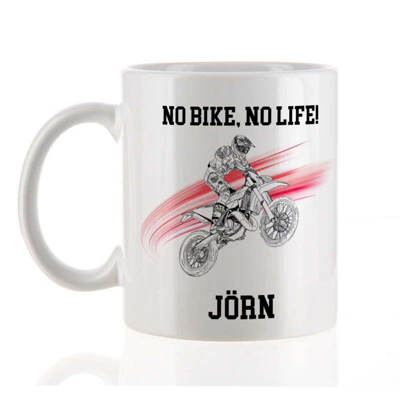 Personalisierte Tasse mit Enduro Motiven, Name und Wunschtext | Geschenk für Motocross Fans
