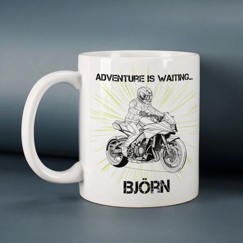Tasse mit Classic Retro Bike Motiven personalisiert aus Keramik | Geschenk für Motorradfahrer