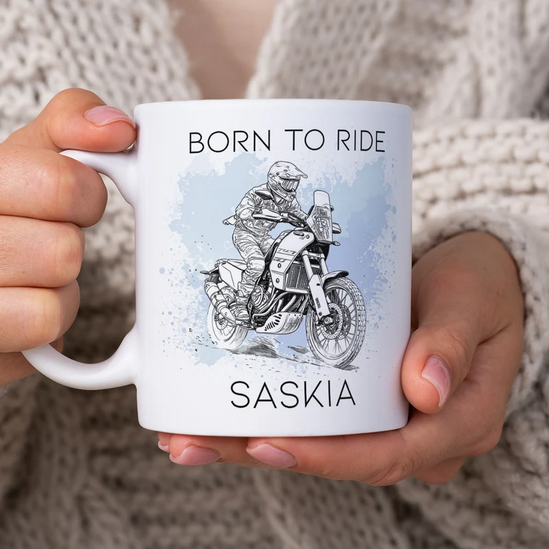 Tasse mit Adventure Reiseenduro Motiven personalisiert, Biker - Geschenk