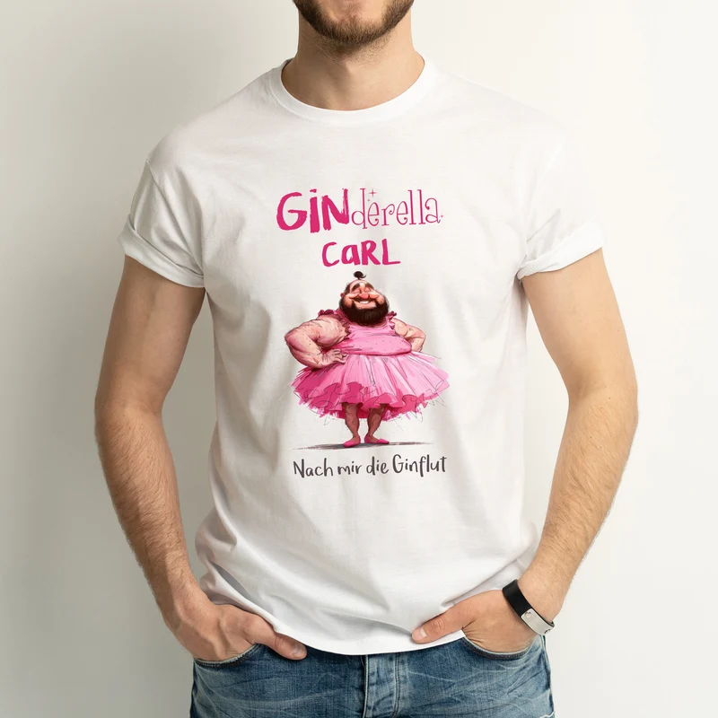 Personalisiertes T-Shirt 'Ginderella' für Männer mit Name & Wunschtext | Weiß
