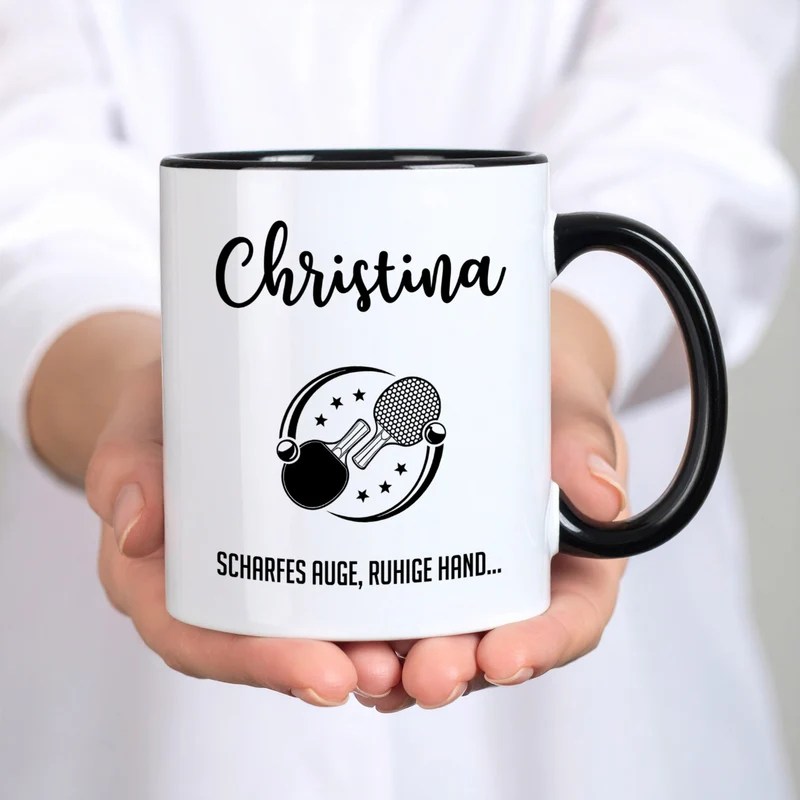 Personalisierbare Tasse mit Hobby-Motiven | Schriftart und Motiv wählbar