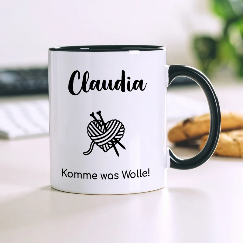 Personalisierbare Tasse mit Hobby-Motiven | Schriftart und Motiv wählbar